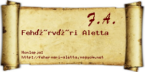 Fehérvári Aletta névjegykártya